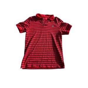 Banana Republic Mens Red & Navy Striped Polo Shirt Size M Cotton Casual